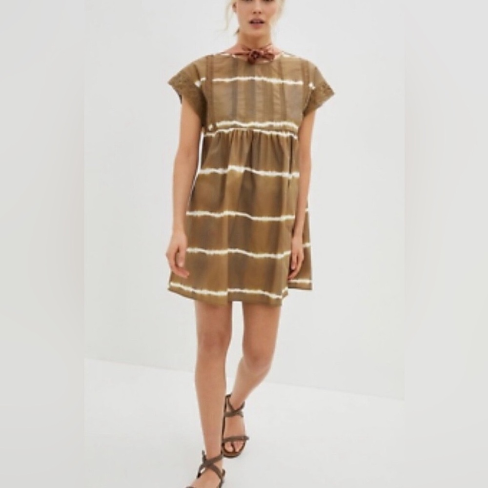 Anthropologie Corey Lynn Calter Brigid tie dye‎ neutral tan Tunic Dress
